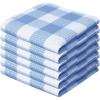 Waffle Weave Plaid Dish Cloths, 100% Cotton – 12 x 12 Inches, Ultra Soft Absorbent Quick Drying Dish Towels Buffalo Check Dish Rags for Kitchen, 8 Pack – Fall Thanksgiving – Black & White(Light Blue White)