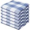 Waffle Weave Plaid Dish Cloths, 100% Cotton – 12 x 12 Inches, Ultra Soft Absorbent Quick Drying Dish Towels Buffalo Check Dish Rags for Kitchen, 8 Pack – Fall Thanksgiving – Black & White(Smoky Blue White)