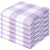 Waffle Weave Plaid Dish Cloths, 100% Cotton – 12 x 12 Inches, Ultra Soft Absorbent Quick Drying Dish Towels Buffalo Check Dish Rags for Kitchen, 8 Pack – Fall Thanksgiving – Black & White(Lavender White)