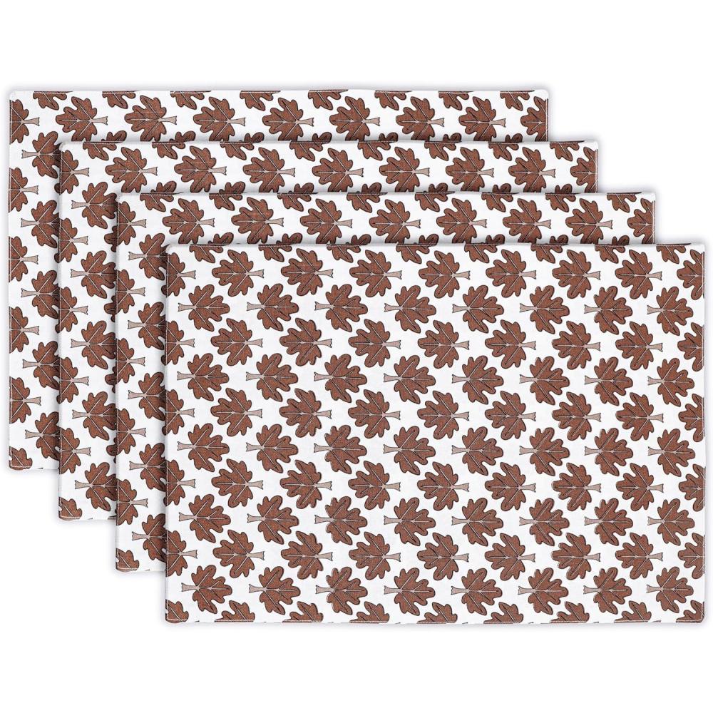 imagePurpleEssences Fall Placemats  Set of 4 13x19 Inch  Leaves Design 100 Cotton Washable Autumn Table Mats for Thanksgiving Kitchen Dining ampamp Party Decor Sienna Sage 13 x 19 InchFall Maze