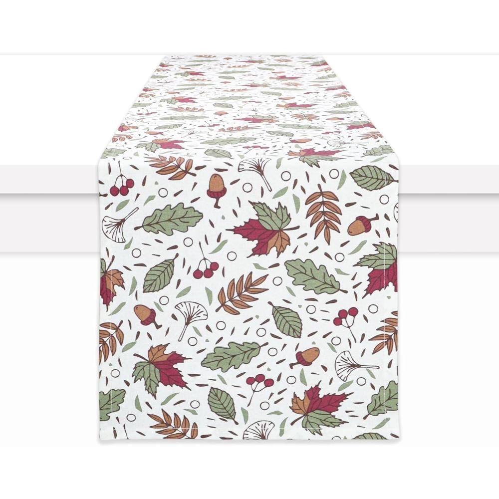 imagePurpleEssences Fall Table Runner Autumn Leaves Seasonal Decor for Kitchen ampamp Dining Table Table Centerpiece for Thanksgiving Home or Holiday Gatherings Fall Maze 13 x 90 InchSienna Sage