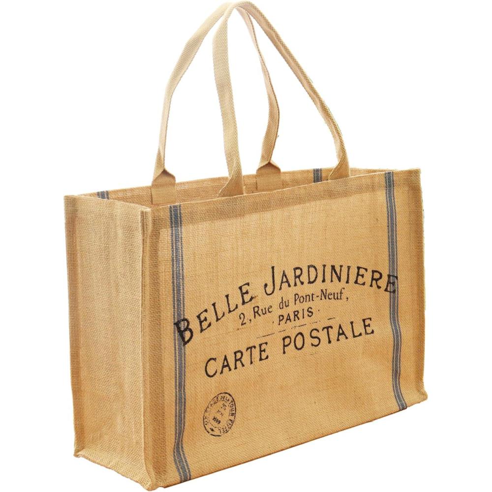 imagePurpleEssences Jute Tote Bags Burlap Bags with Laminated Interior and Soft Handles Woven Large Beach Handbag Shoulder Bag