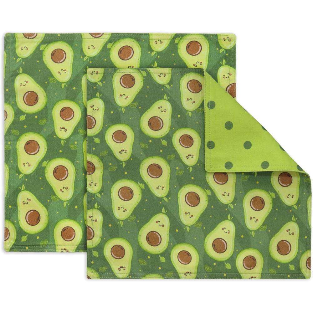 imagePurpleEssences Reusable Cloth Napkins  12x12 2Ply Thick Absorbent Durable  Machine Washable  Soft Cotton Fabric  Great for Lunchboxes  Set of 2 Napkins  AvocadoAvocado