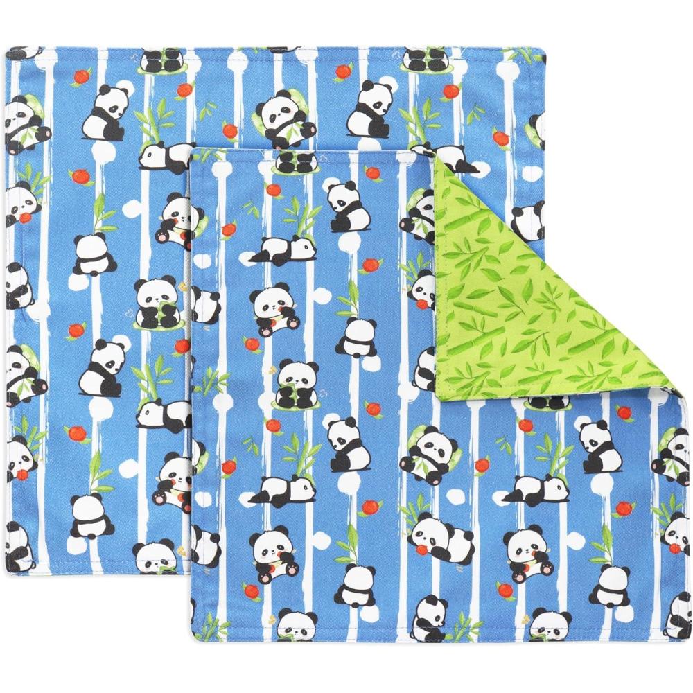imagePurpleEssences Reusable Cloth Napkins  12x12 2Ply Thick Absorbent Durable  Machine Washable  Soft Cotton Fabric  Great for Lunchboxes  Set of 2 Napkins  AvocadoPanda