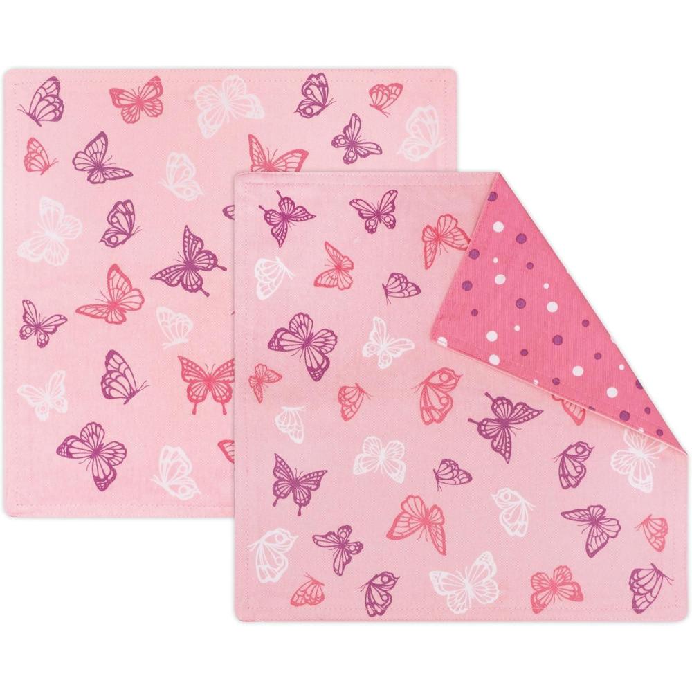 imagePurpleEssences Reusable Cloth Napkins  12x12 2Ply Thick Absorbent Durable  Machine Washable  Soft Cotton Fabric  Great for Lunchboxes  Set of 2 Napkins  AvocadoButterfly