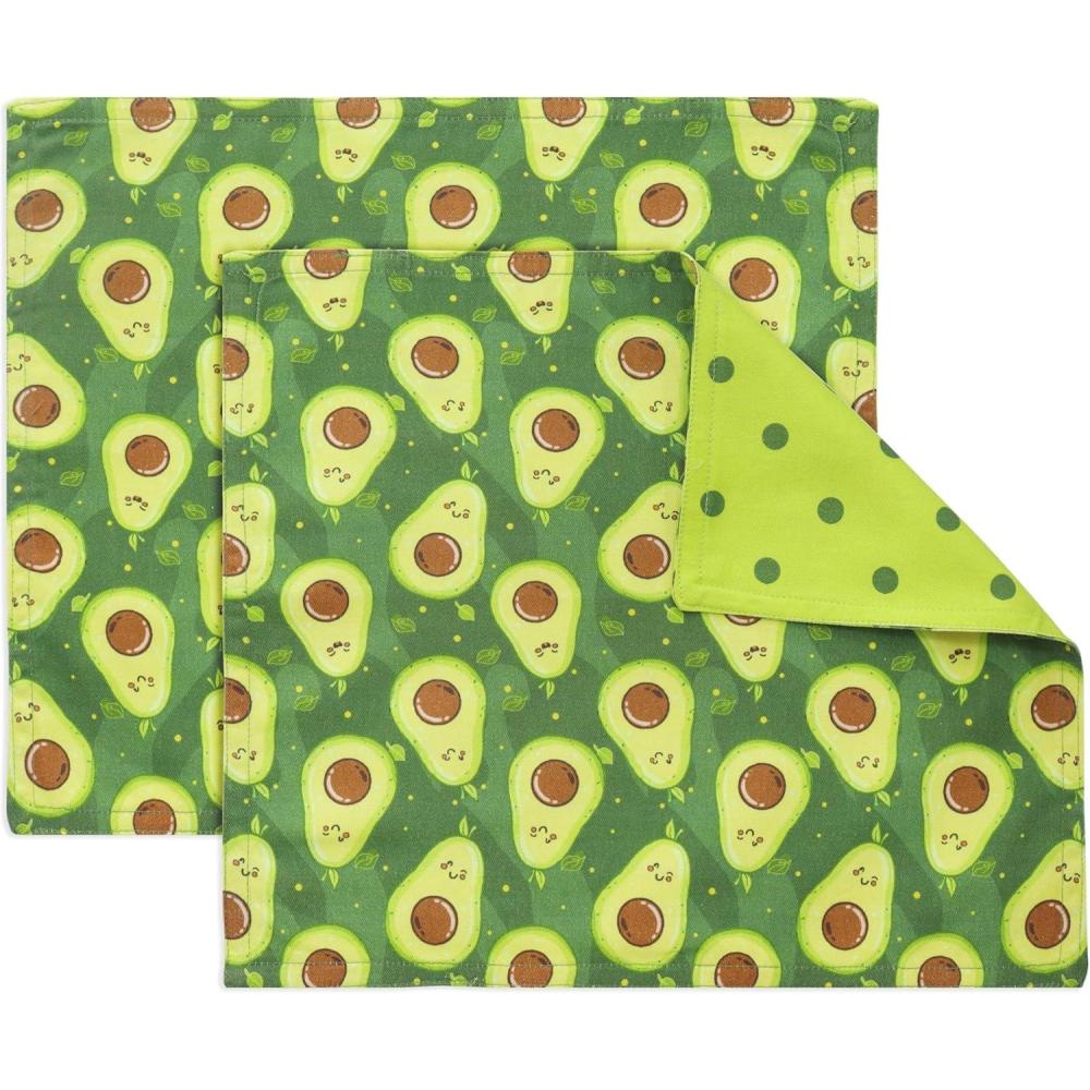 imagePurpleEssences Reusable Cloth Placemats  Reusable EcoFriendly  15quotx13quot 2ply Thick Absorbent Machine Washable  Set of 2 Placemats  AvocadoAvocado