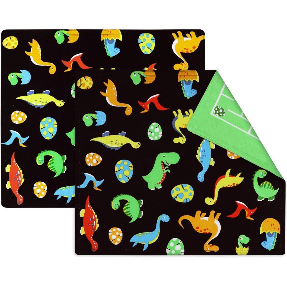 imagePurpleEssences Reusable Cloth Placemats  Reusable EcoFriendly  15quotx13quot 2ply Thick Absorbent Machine Washable  Set of 2 Placemats  AvocadoDinosaurs