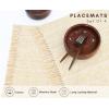 PurpleEssences Chambray Placemats with Fringes – 100% Cotton, Set of 4, 13×19 Inch, Thick Durable Table Mats for Dining, Kitchen, or Casual Farmhouse Tabletop Décor – Nut Brown and H.White(Beige and H.white)