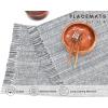 PurpleEssences Chambray Placemats with Fringes – 100% Cotton, Set of 4, 13×19 Inch, Thick Durable Table Mats for Dining, Kitchen, or Casual Farmhouse Tabletop Décor – Nut Brown and H.White(Mineral Gray and H.white)