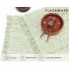 PurpleEssences Chambray Placemats with Fringes – 100% Cotton, Set of 4, 13×19 Inch, Thick Durable Table Mats for Dining, Kitchen, or Casual Farmhouse Tabletop Décor – Nut Brown and H.White(Sage Green and H.white)