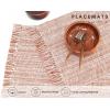 PurpleEssences Chambray Placemats with Fringes – 100% Cotton, Set of 4, 13×19 Inch, Thick Durable Table Mats for Dining, Kitchen, or Casual Farmhouse Tabletop Décor – Nut Brown and H.White(Rust and H.white)