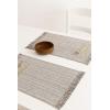 PurpleEssences Chambray Placemats with Fringes – 100% Cotton, Set of 4, 13×19 Inch, Thick Durable Table Mats for Dining, Kitchen, or Casual Farmhouse Tabletop Décor – Nut Brown and H.White(Nut Brown and H.white)