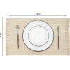 PurpleEssences Chambray Placemats with Fringes – 100% Cotton, Set of 4, 13×19 Inch, Thick Durable Table Mats for Dining, Kitchen, or Casual Farmhouse Tabletop Décor – Nut Brown and H.White(Beige and H.white)