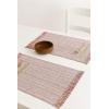 PurpleEssences Chambray Placemats with Fringes – 100% Cotton, Set of 4, 13×19 Inch, Thick Durable Table Mats for Dining, Kitchen, or Casual Farmhouse Tabletop Décor – Nut Brown and H.White(Rust and H.white)