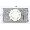 PurpleEssences Chambray Placemats with Fringes – 100% Cotton, Set of 4, 13×19 Inch, Thick Durable Table Mats for Dining, Kitchen, or Casual Farmhouse Tabletop Décor – Nut Brown and H.White(Mineral Gray and H.white)