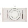 PurpleEssences Chambray Placemats with Fringes – 100% Cotton, Set of 4, 13×19 Inch, Thick Durable Table Mats for Dining, Kitchen, or Casual Farmhouse Tabletop Décor – Nut Brown and H.White(Royal Linen and H.white)