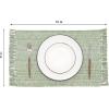PurpleEssences Chambray Placemats with Fringes – 100% Cotton, Set of 4, 13×19 Inch, Thick Durable Table Mats for Dining, Kitchen, or Casual Farmhouse Tabletop Décor – Nut Brown and H.White(Sage Green and H.white)