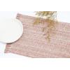 PurpleEssences Chambray Placemats with Fringes – 100% Cotton, Set of 4, 13×19 Inch, Thick Durable Table Mats for Dining, Kitchen, or Casual Farmhouse Tabletop Décor – Nut Brown and H.White(Rust and H.white)