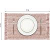PurpleEssences Chambray Placemats with Fringes – 100% Cotton, Set of 4, 13×19 Inch, Thick Durable Table Mats for Dining, Kitchen, or Casual Farmhouse Tabletop Décor – Nut Brown and H.White(Rust and H.white)