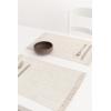 PurpleEssences Chambray Placemats with Fringes – 100% Cotton, Set of 4, 13×19 Inch, Thick Durable Table Mats for Dining, Kitchen, or Casual Farmhouse Tabletop Décor – Nut Brown and H.White(Royal Linen and H.white)