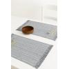 PurpleEssences Chambray Placemats with Fringes – 100% Cotton, Set of 4, 13×19 Inch, Thick Durable Table Mats for Dining, Kitchen, or Casual Farmhouse Tabletop Décor – Nut Brown and H.White(Mineral Gray and H.white)