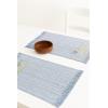 PurpleEssences Chambray Placemats with Fringes – 100% Cotton, Set of 4, 13×19 Inch, Thick Durable Table Mats for Dining, Kitchen, or Casual Farmhouse Tabletop Décor – Nut Brown and H.White(Smoky Blue and H.white)