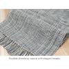 PurpleEssences Chambray Table Runner with Fringes – 100% Cotton, 13×72 Inch – Rustic Farmhouse Fall Décor, Reusable, Machine Washable for Dining Tables – Olive Green and H.White(Mineral Gray and H.white)