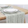 PurpleEssences Chambray Table Runner with Fringes – 100% Cotton, 13×72 Inch – Rustic Farmhouse Fall Décor, Reusable, Machine Washable for Dining Tables – Olive Green and H.White(Olive Green and H.white)