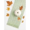 PurpleEssences Chambray Table Runner with Fringes – 100% Cotton, 13×72 Inch – Rustic Farmhouse Fall Décor, Reusable, Machine Washable for Dining Tables – Olive Green and H.White(Sage Green and H.white)