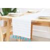 PurpleEssences Cloth Napkins – Set of 12-18 x 18 Inch Dobby Stripe Ribbed Runner 14×72 inch – Aqua Blue and White