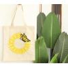PurpleEssences Cute Aesthetic Tote Bag with Inner Pocket, Reusable Cloth Cotton Canvas Tote Bag for Women Daily Essentials