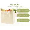 PurpleEssences Heavy-Duty Canvas Grocery Bag, Reusable Shopping Bags with 4 Inner Pockets, Washable Extra Large Canvas Bag with Long Shoulder Strap and Short Handle