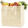PurpleEssences Heavy-Duty Canvas Grocery Bag, Reusable Shopping Bags with 4 Inner Pockets, Washable Extra Large Canvas Bag with Long Shoulder Strap and Short Handle