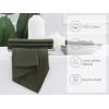 PurpleEssences Hemstitch Cloth Napkins 18 x 18 Inch (Set of 12) and Table Runner Ribbed 14×72 (14×77.5, Fringe Included) – Olive Green