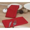 PurpleEssences Hemstitch Cloth Napkins 18 x 18 Inch (Set of 12) and Table Runner Ribbed 14×90 (14×95.5, Fringe Included) – Red