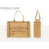 PurpleEssences Jute Tote Bags, Burlap Bags with Laminated Interior and Soft Handles Woven Large Beach Handbag Shoulder Bag