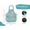 PurpleEssences Kids Apron With Adjustable Neck Strap & Front Pocket, Little Chef Apron for Baking & Crafts, 15×18 in, Cotton(Dinosaurs Blue)