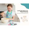 PurpleEssences Kids Apron With Adjustable Neck Strap & Front Pocket, Little Chef Apron for Baking & Crafts, 15×18 in, Cotton(Dinosaurs Blue)