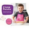 PurpleEssences Kids Apron With Adjustable Neck Strap & Front Pocket, Little Chef Apron for Baking & Crafts, 15×18 in, Cotton(Little Chef Pink)