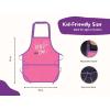 PurpleEssences Kids Apron With Adjustable Neck Strap & Front Pocket, Little Chef Apron for Baking & Crafts, 15×18 in, Cotton(Little Chef Pink)