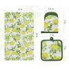 PurpleEssences Lemon Ovenmitts and Pot Holders Sets for Kitchen – Pack of 5 – Heat Resistent Kitchen Accessories – for Seasonal Summer Spring Decor