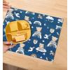 PurpleEssences Reusable Cloth Placemats | Reusable, Eco-Friendly | 15″x13″, 2-ply, Thick, Absorbent, Machine Washable | Set of 2 Placemats – Dinosaurs Alpha(Teddy)