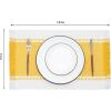 PurpleEssences Stripe Ribbed Placemats with Fringes 100% Cotton, Set of 4, 13×19 Inch, Thick Durable Table Mats for Dining, Kitchen, or Casual Farmhouse Tabletop Décor – Golden Yellow and H.White(Golden Yellow and H.white)