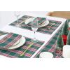 PurpleEssences Tartan Plaid Placemats, Set of 4, Washable Spill Proof Double Layer Woven placemat for Dining Table and Kitchen Christmas – 13 x 19 Inch – Red and Green(Green)