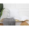 PurpleEssences White Ruffled Solid Throw Pillow Covers Set of 2 Chic Cotton Decorative Cushion Case for Sofa Couch Bed Living Room Farmhouse Boho Décor, 18 x 18 Inch(White)