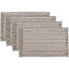 PurpleEssences Chambray Placemats with Fringes – 100% Cotton, Set of 4, 13×19 Inch, Thick Durable Table Mats for Dining, Kitchen, or Casual Farmhouse Tabletop Décor – Nut Brown and H.White(Nut Brown and H.white)