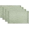PurpleEssences Chambray Placemats with Fringes – 100% Cotton, Set of 4, 13×19 Inch, Thick Durable Table Mats for Dining, Kitchen, or Casual Farmhouse Tabletop Décor – Nut Brown and H.White(Sage Green and H.white)
