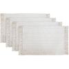 PurpleEssences Chambray Placemats with Fringes – 100% Cotton, Set of 4, 13×19 Inch, Thick Durable Table Mats for Dining, Kitchen, or Casual Farmhouse Tabletop Décor – Nut Brown and H.White(Royal Linen and H.white)