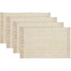 PurpleEssences Chambray Placemats with Fringes – 100% Cotton, Set of 4, 13×19 Inch, Thick Durable Table Mats for Dining, Kitchen, or Casual Farmhouse Tabletop Décor – Nut Brown and H.White(Beige and H.white)