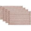 PurpleEssences Chambray Placemats with Fringes – 100% Cotton, Set of 4, 13×19 Inch, Thick Durable Table Mats for Dining, Kitchen, or Casual Farmhouse Tabletop Décor – Nut Brown and H.White(Rust and H.white)